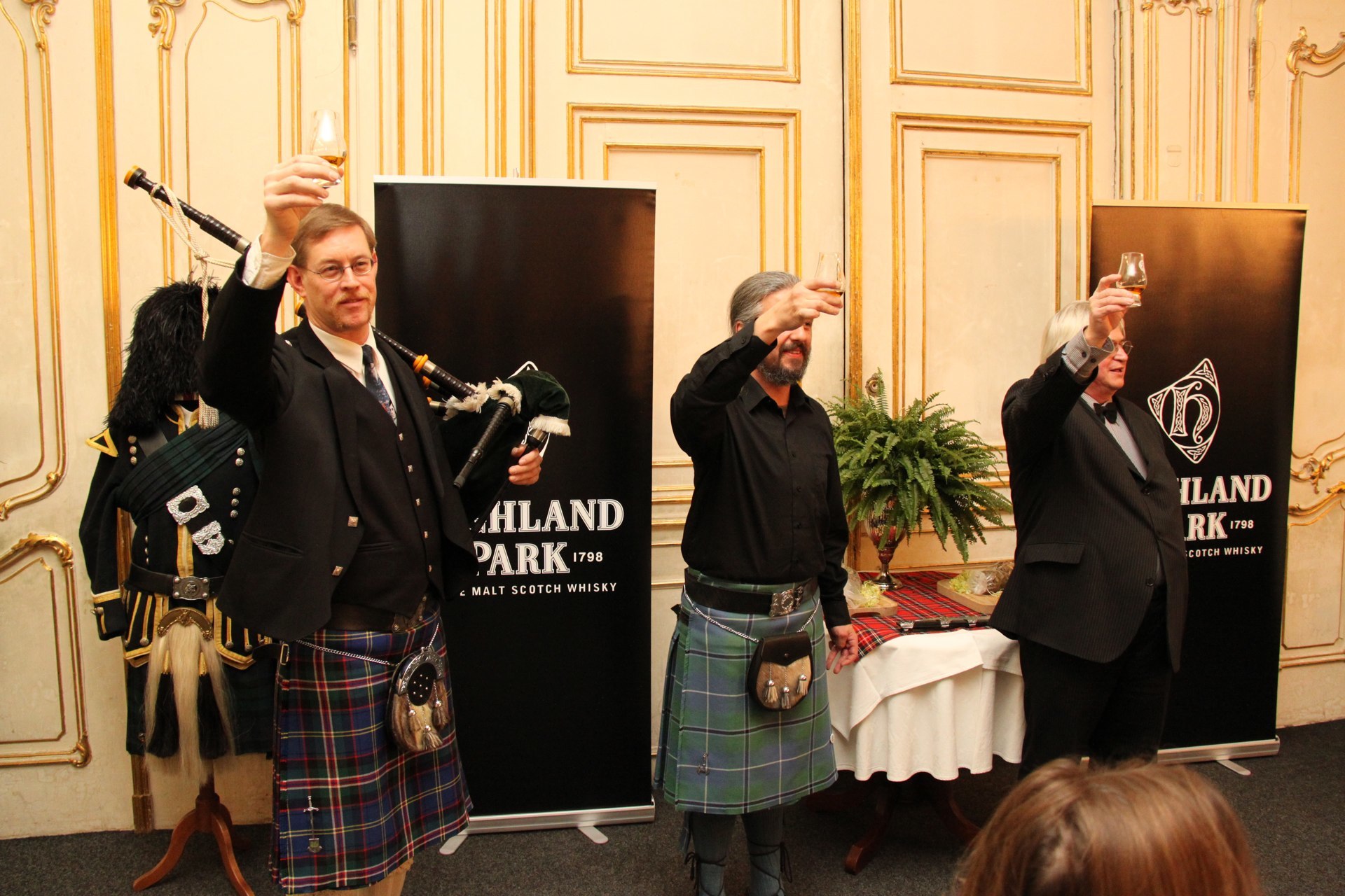 Chip, Alastair and Jiri toast the haggis!