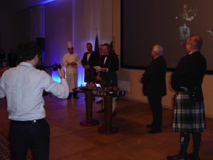 Callum delivers the Address of a Haggis in Scots